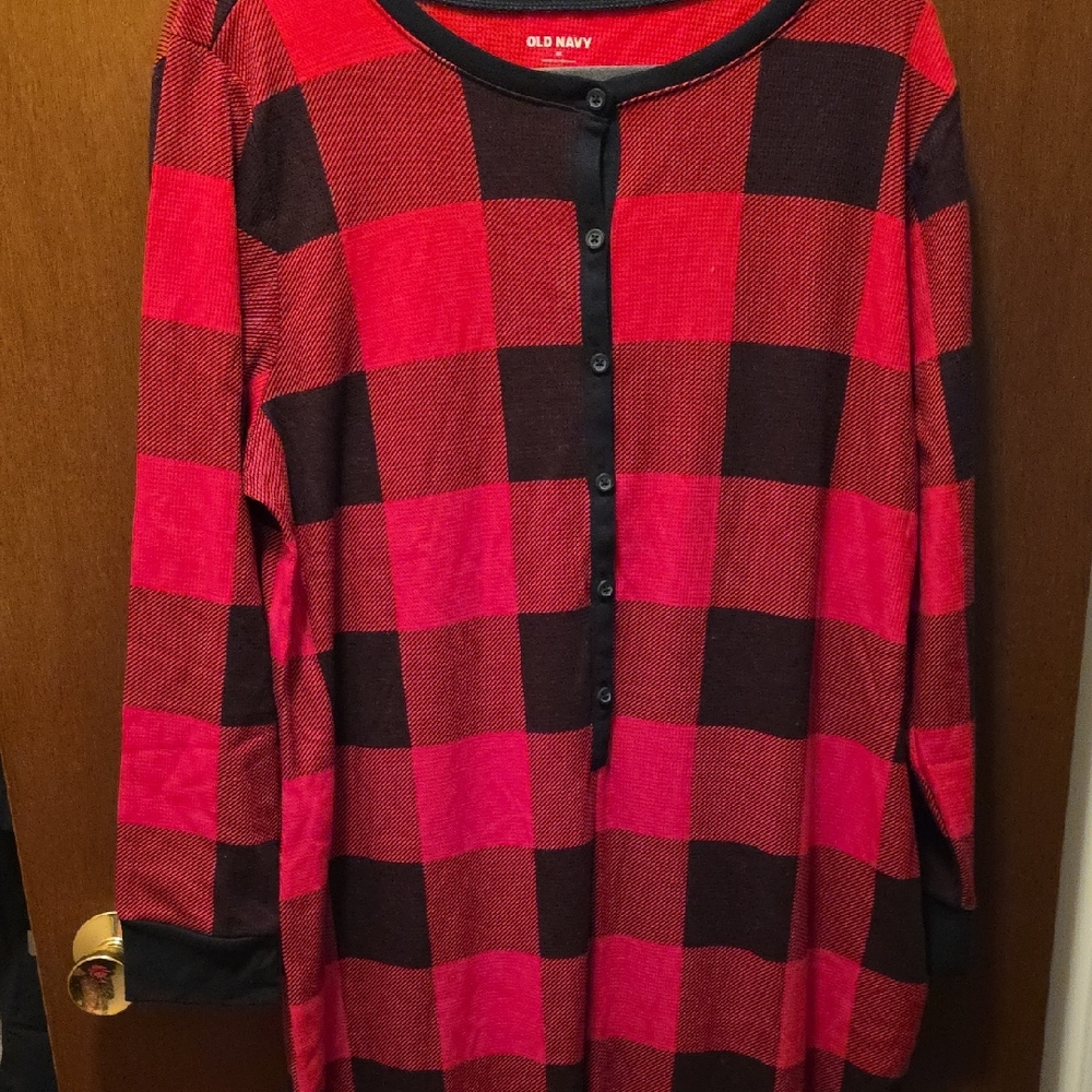 Old Navy Red and Black Checkered Top